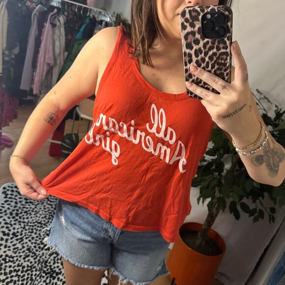 Wildfox All American Girl Scoop Neck Tank Top Red Size Small - Picture 4 of 5